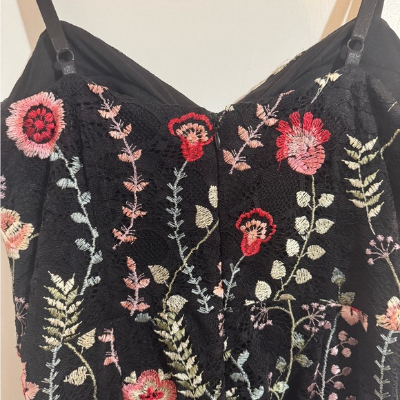 Floral Embroidered Black Dress - Picture 2 of 4